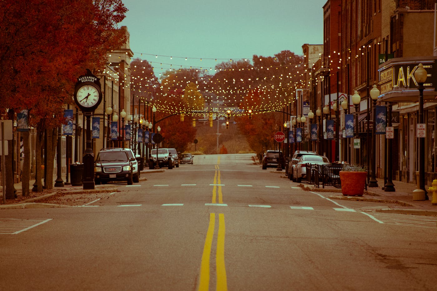 Nampa, Idaho — historic downtown with string lights